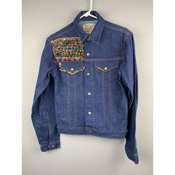 Vtg Saddle King Plus‎ Denim Western Jacket by Key USA Sz 34 R Beaded Ladies - Picture 1 of 6